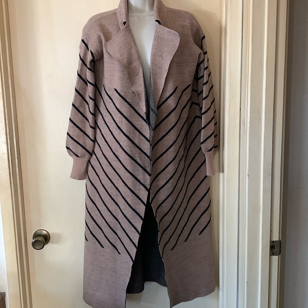 River Island black and tan chevron duster sweater size XS